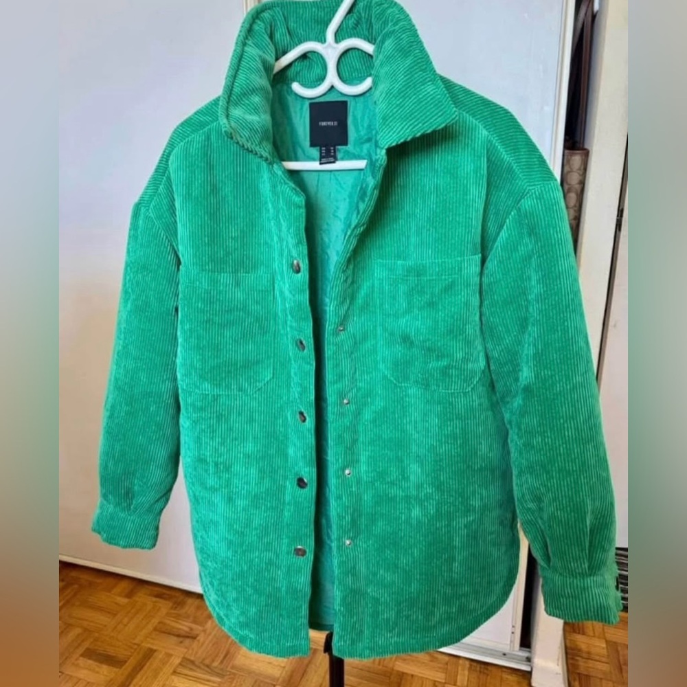 Forest Green Corduroy Shacket Jacket - Women
